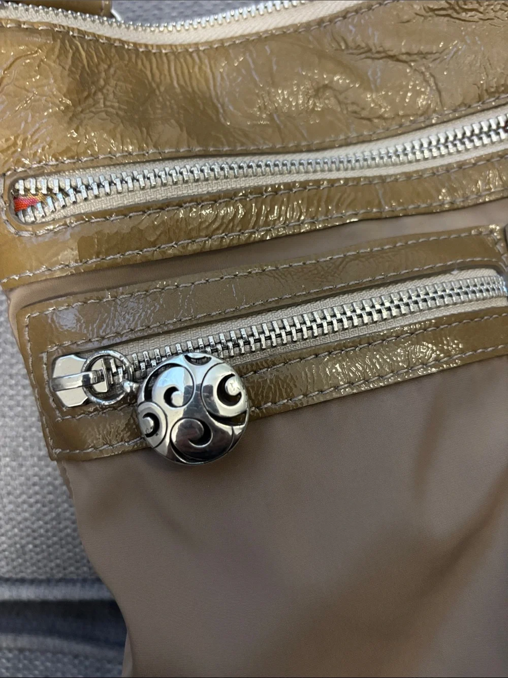 Brighton Two-Tone Olive/Taupe Crossbody Bag